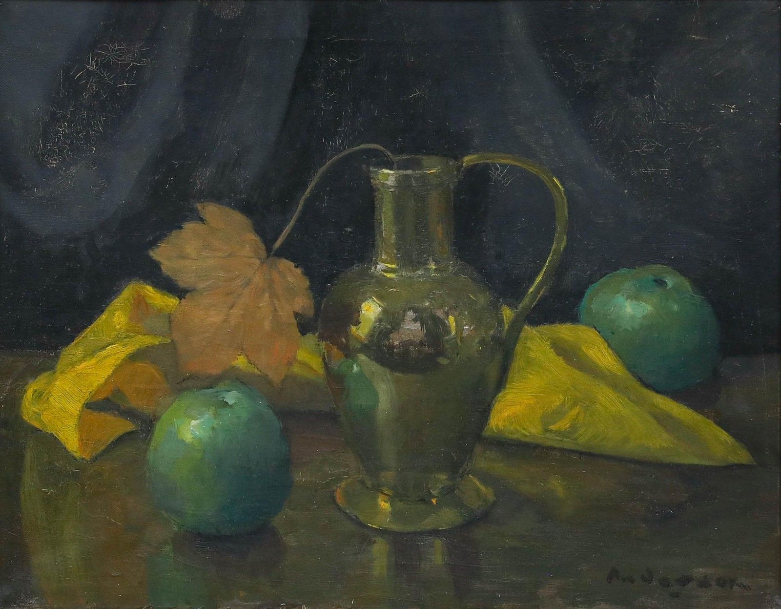 David Russell Anderson Rsw (1884 1976) C.1920 Oil, Still Life Of Apples photo furniture