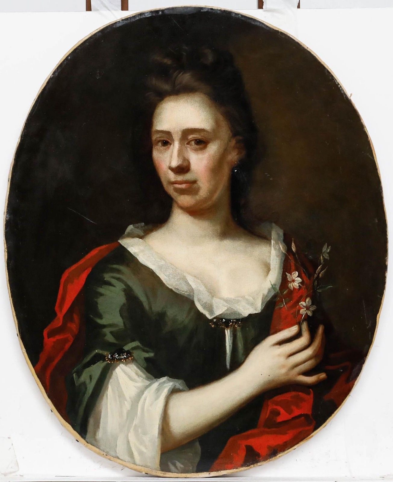 Circle Of Michael Dahl (1659 1743)  Early 18th Century Oil, Lady With Jasmine photo furniture