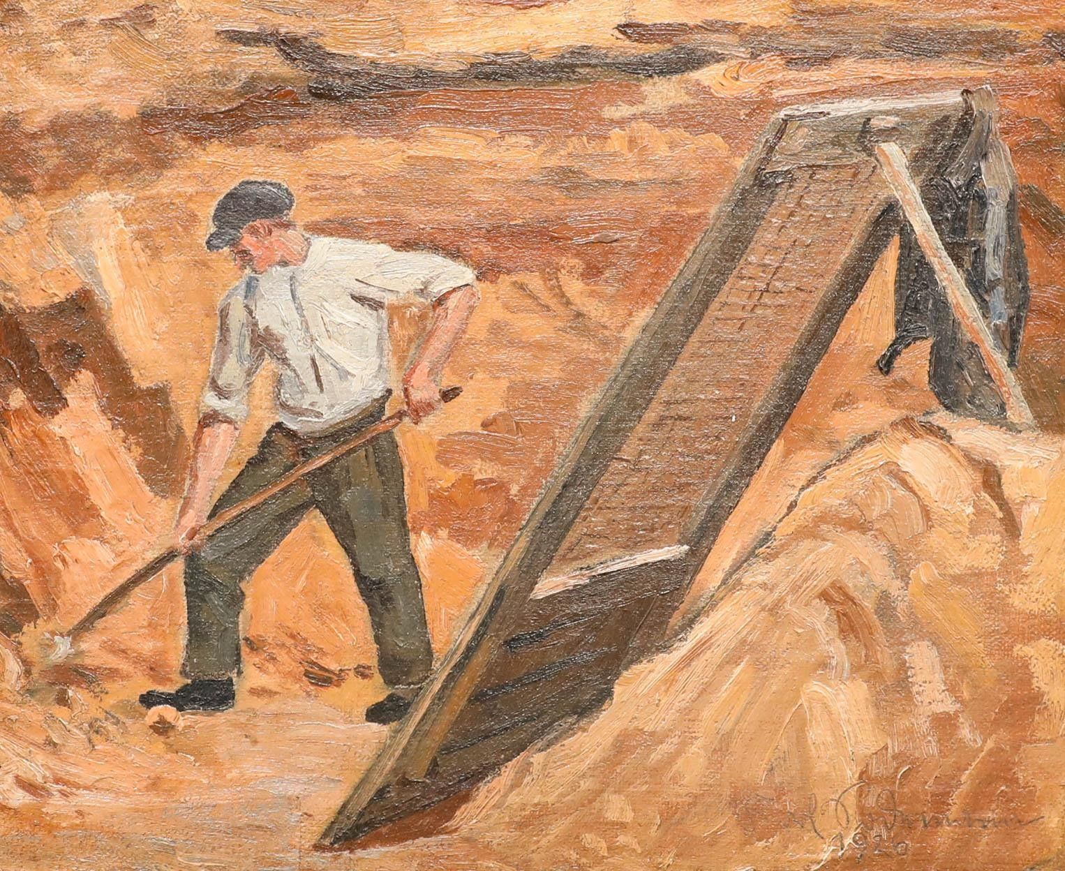 Karl Sodemann (B.1888) 1926 Oil, The Quarryman photo furniture