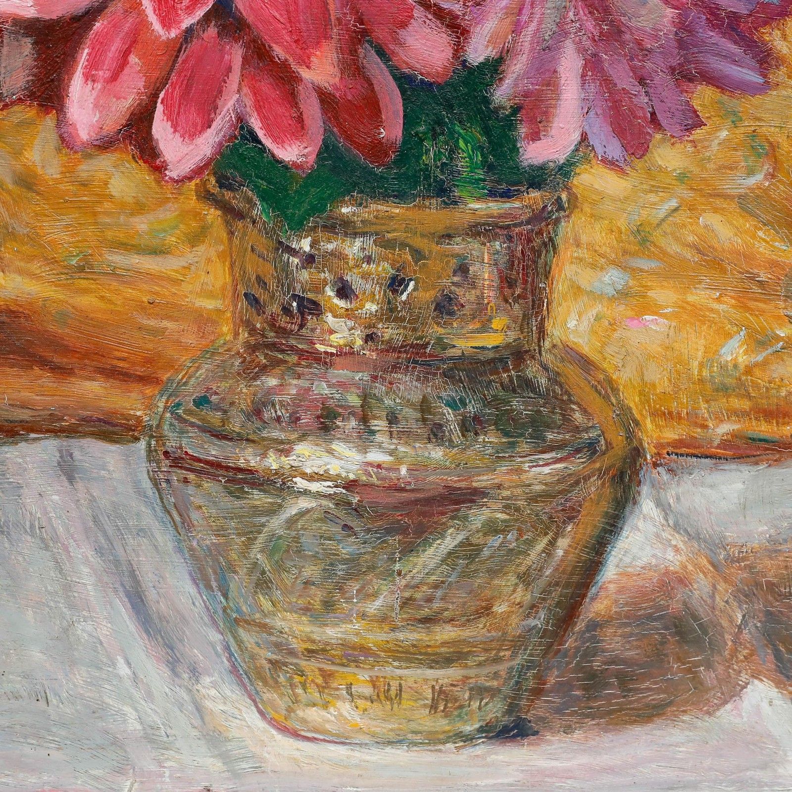 Henri Vincent Anglade (1876 1956) 1951 Oil, A Study Of Dahlias photo Art