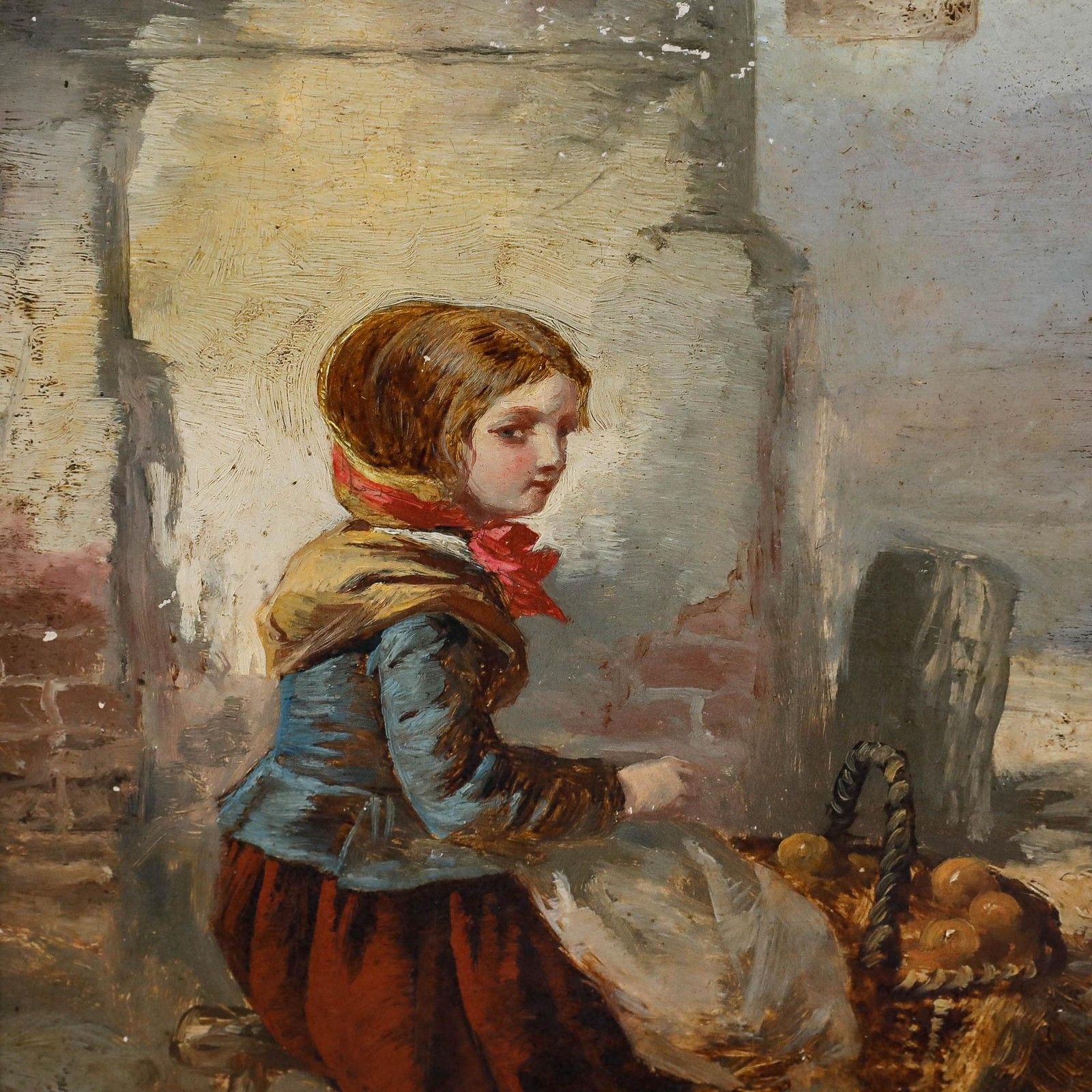 English School Late 19th Century Oil The Young Fruit Seller photo Art