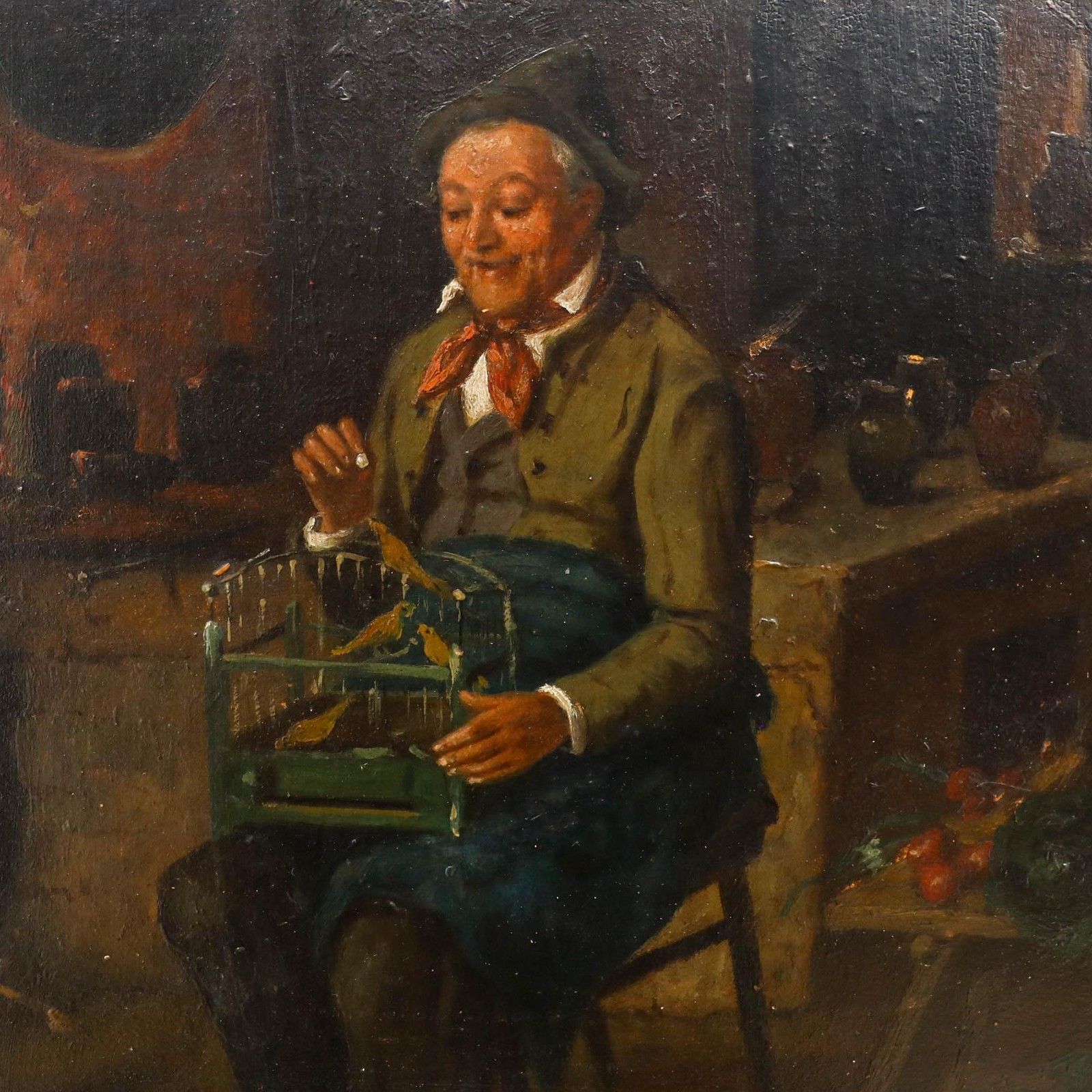 Seyfried European School 19th Century Oil, The Birdcage photo Art