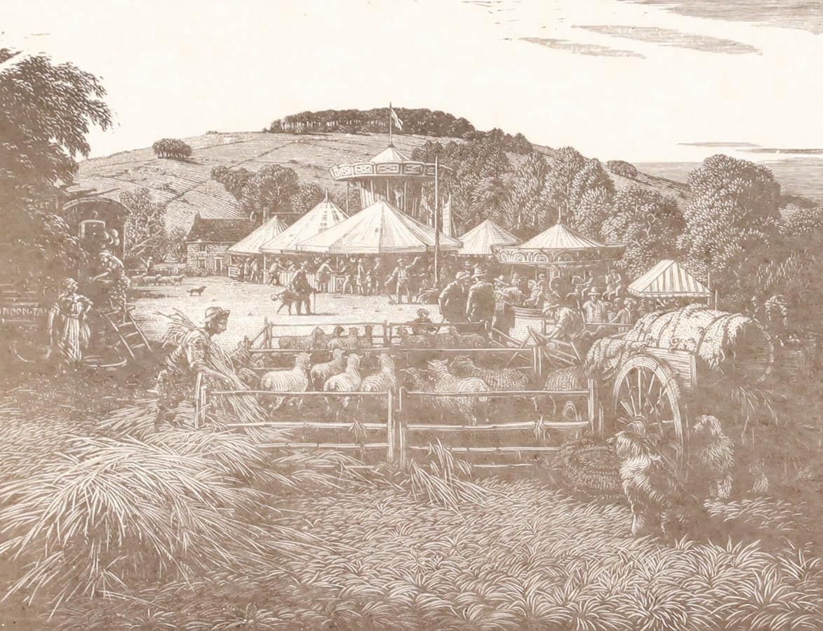 Charles William Taylor (1878 1960) Framed Wood Engraving, Findon Sheep Fair photo furniture