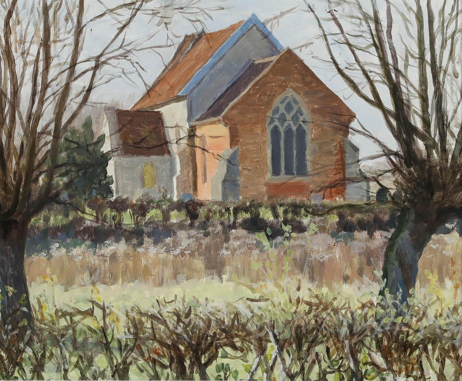 Pauline Plummer (B.1933) Framed Oil, St Andrews Church, Redlingfield photo furniture