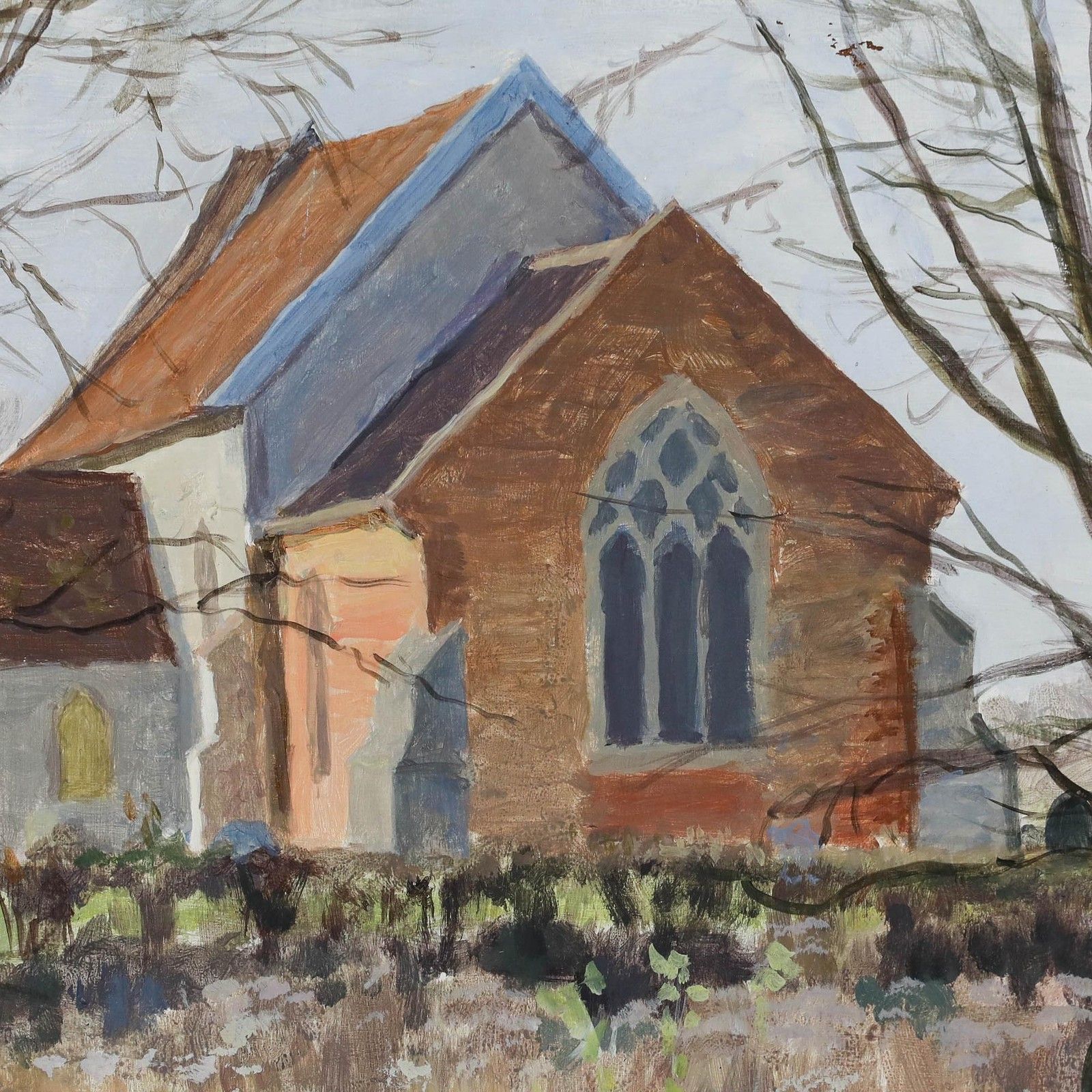 Pauline Plummer (B.1933) Framed Oil, St Andrews Church, Redlingfield photo Art