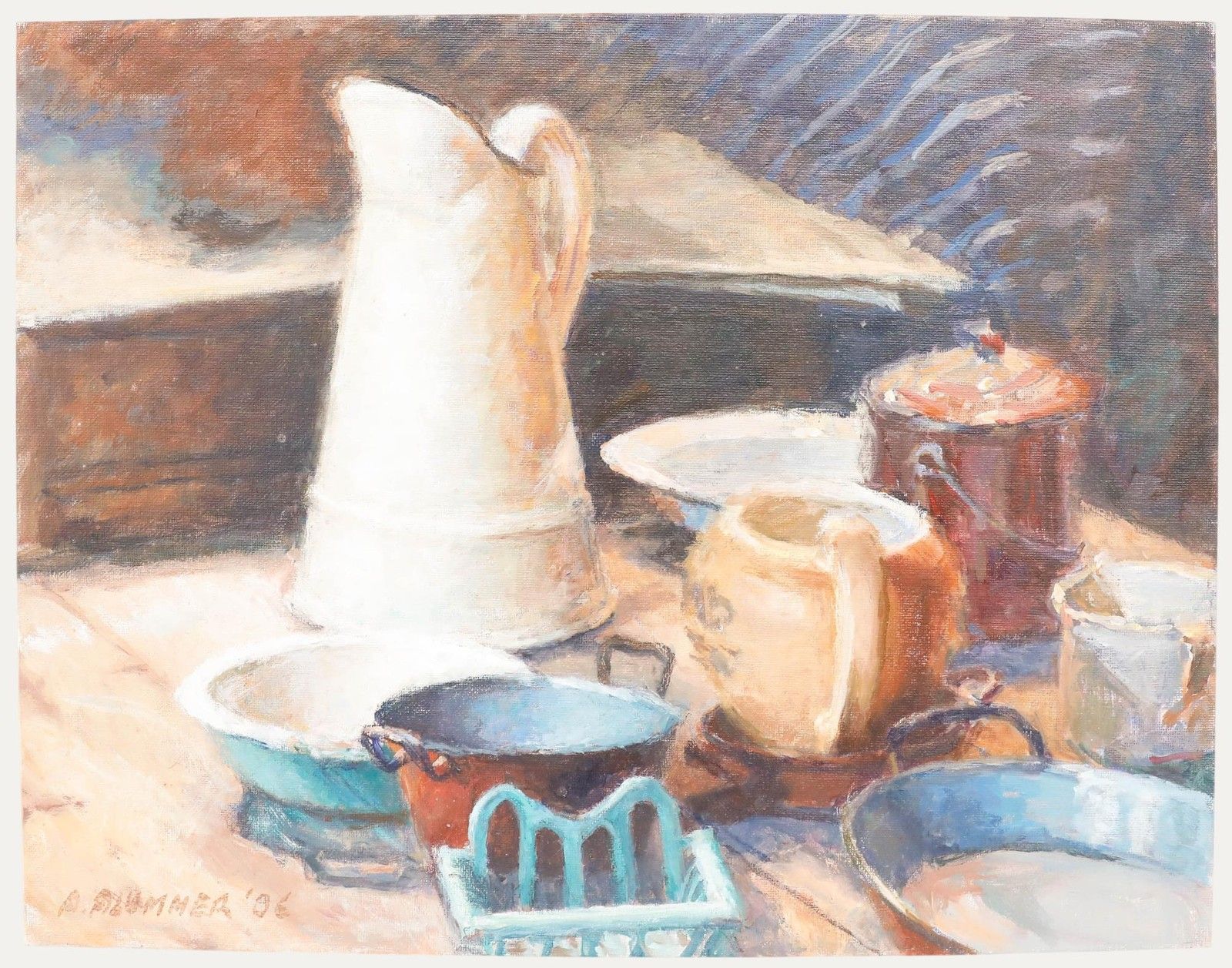 Pauline Plummer (B.1933) 1996 Oil, Kitchen Ceramics