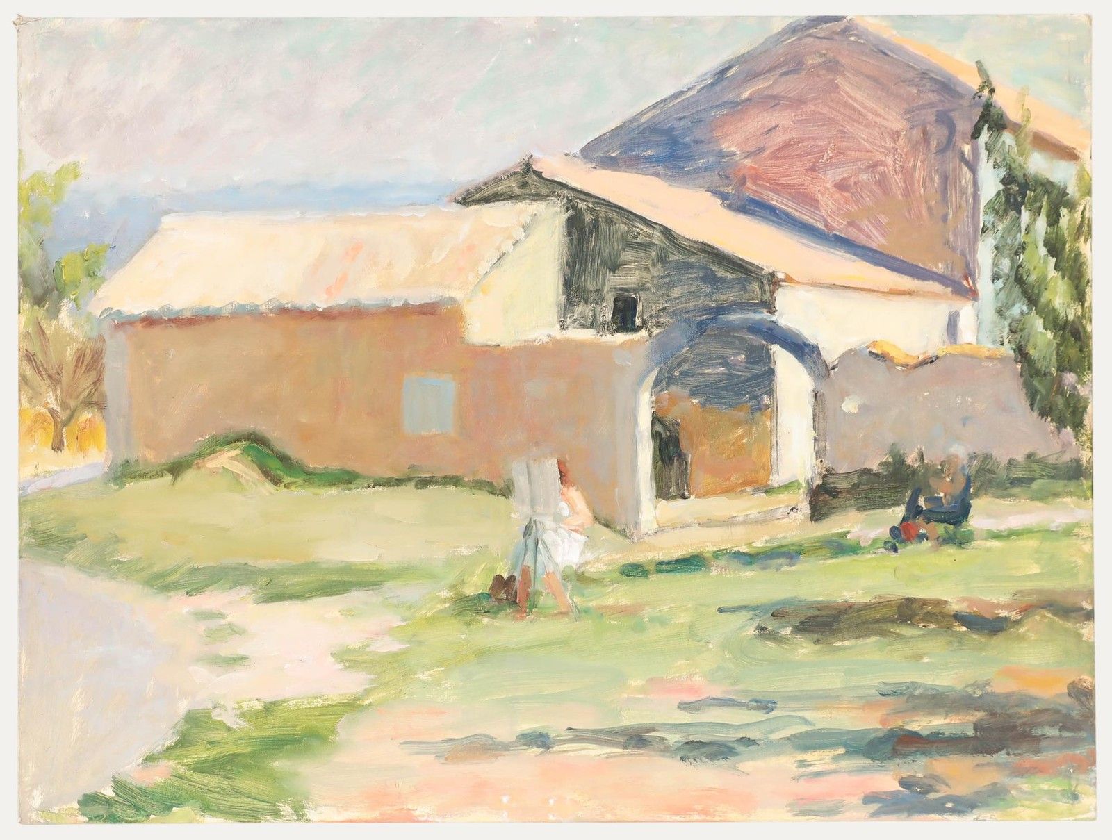 Pauline Plummer (B.1933) 20th Century Oil, Painting At The Farm
