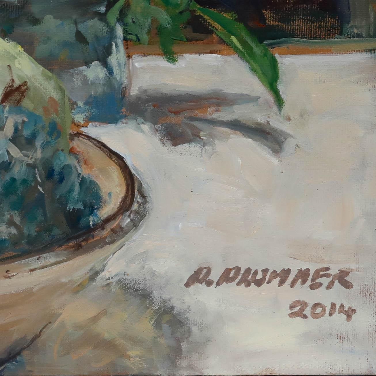 Pauline Plummer (B.1933) Contemporary Oil, Fruit Bowl & White Flowers photo 275.0