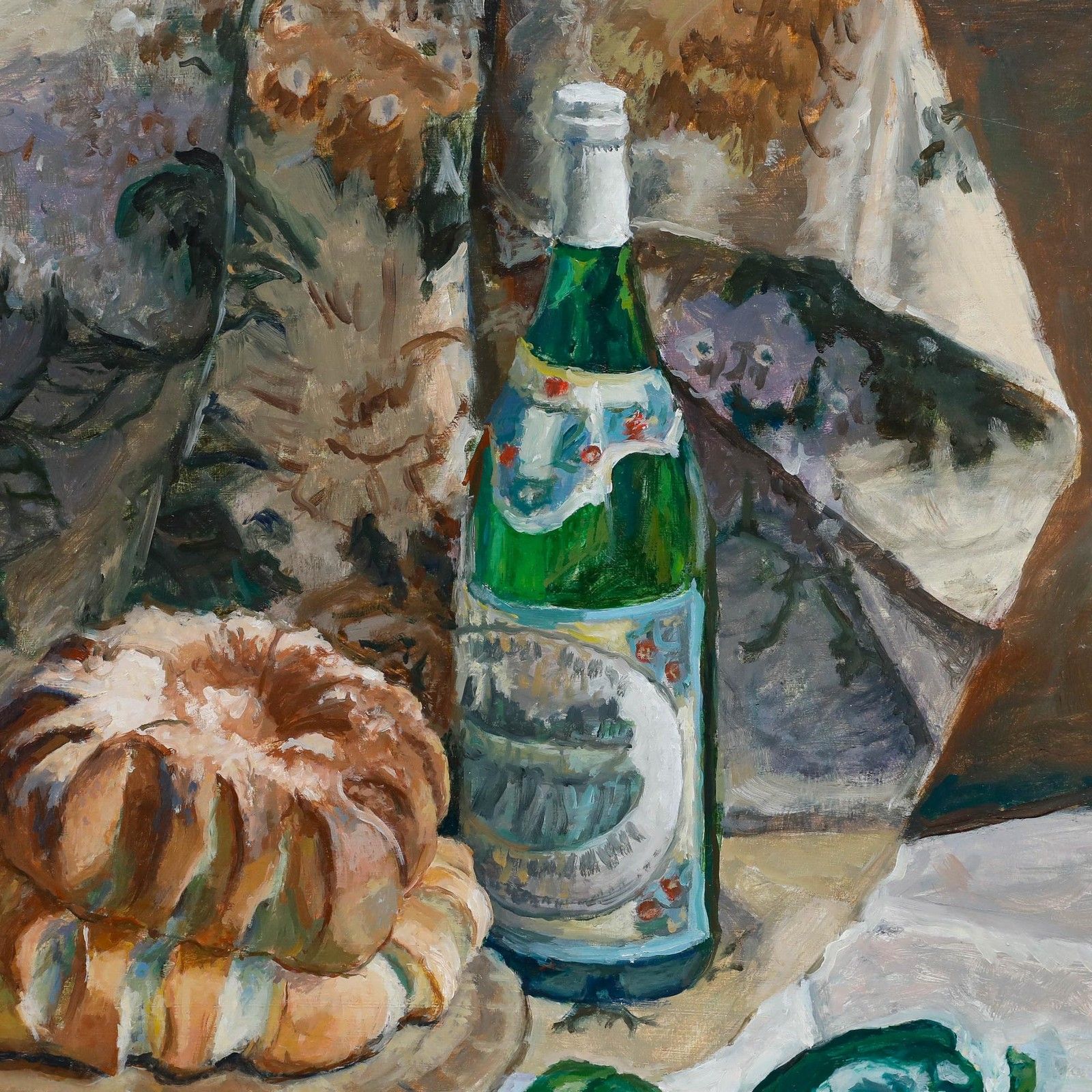 Pauline Plummer (B.1933) 20th Century Oil, Cottage Loaf & Fruits photo 550.0