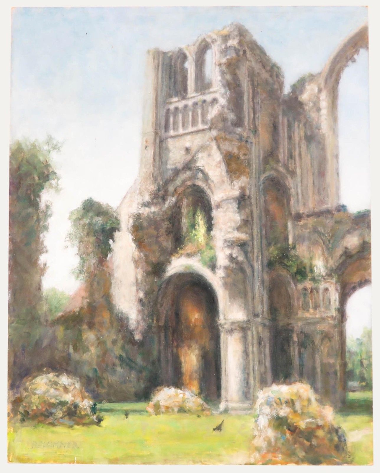 Pauline Plummer (B.1933) Contemporary Oil, Castle Acre Priory