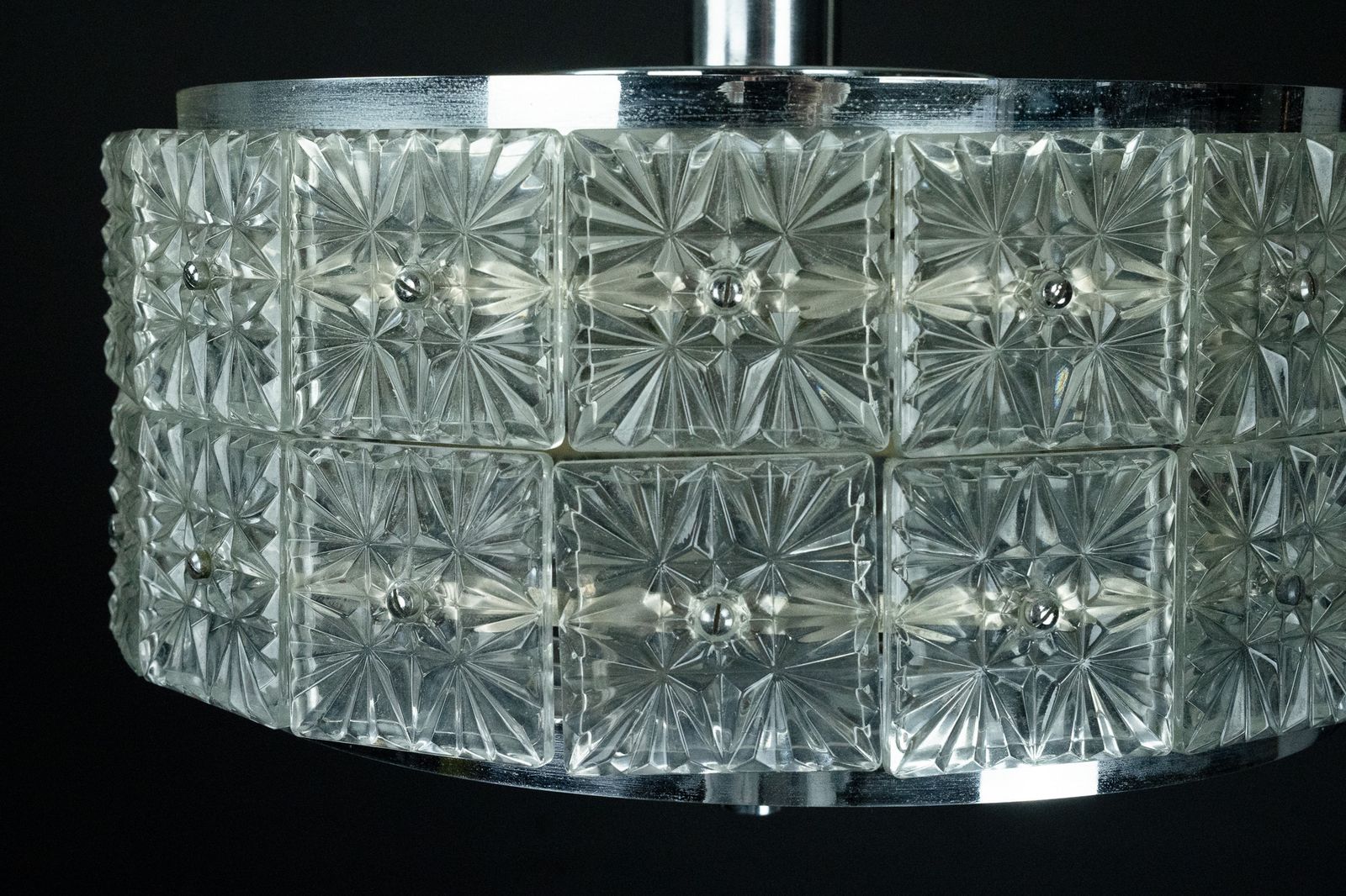 Vintage Kinkeldey Crystal Glass And Chrome Chandelier. Germany 1960s photo buy