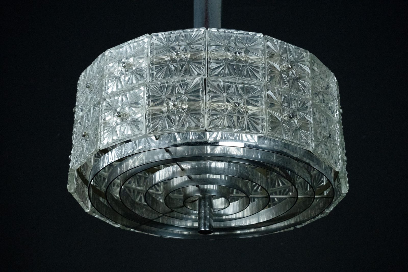photo furniture Vintage Kinkeldey Crystal Glass And Chrome Chandelier. Germany 1960s