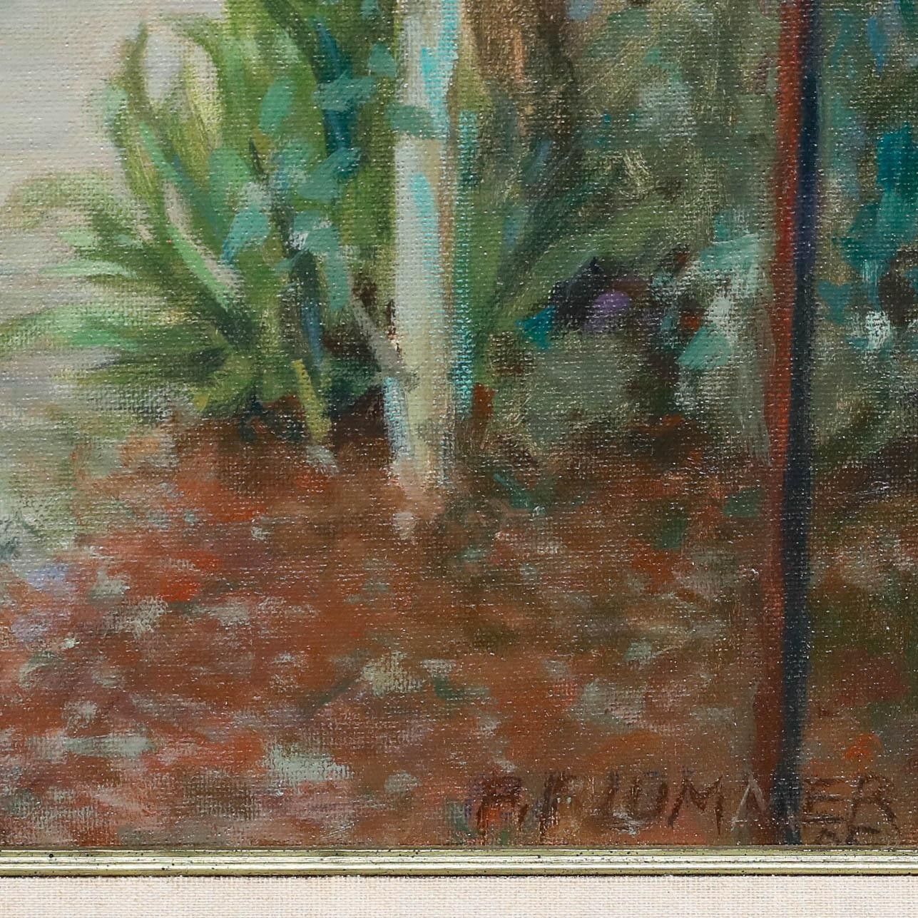 Pauline Plummer (B.1933) 20th Century Oil, Mallorcan Courtyard photo vinterior