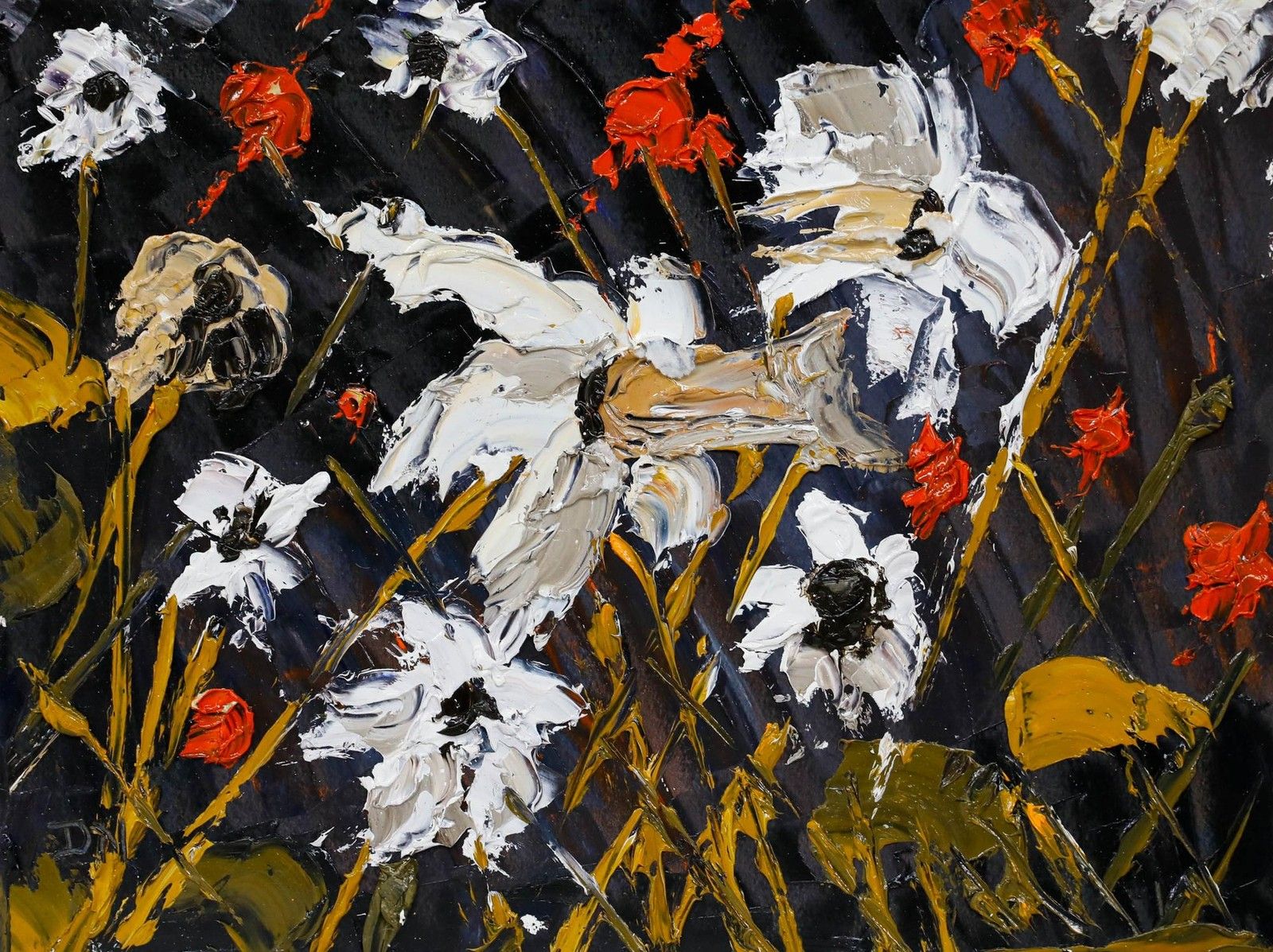 Daniel Nichols Contemporary Oil, White Daisies photo furniture