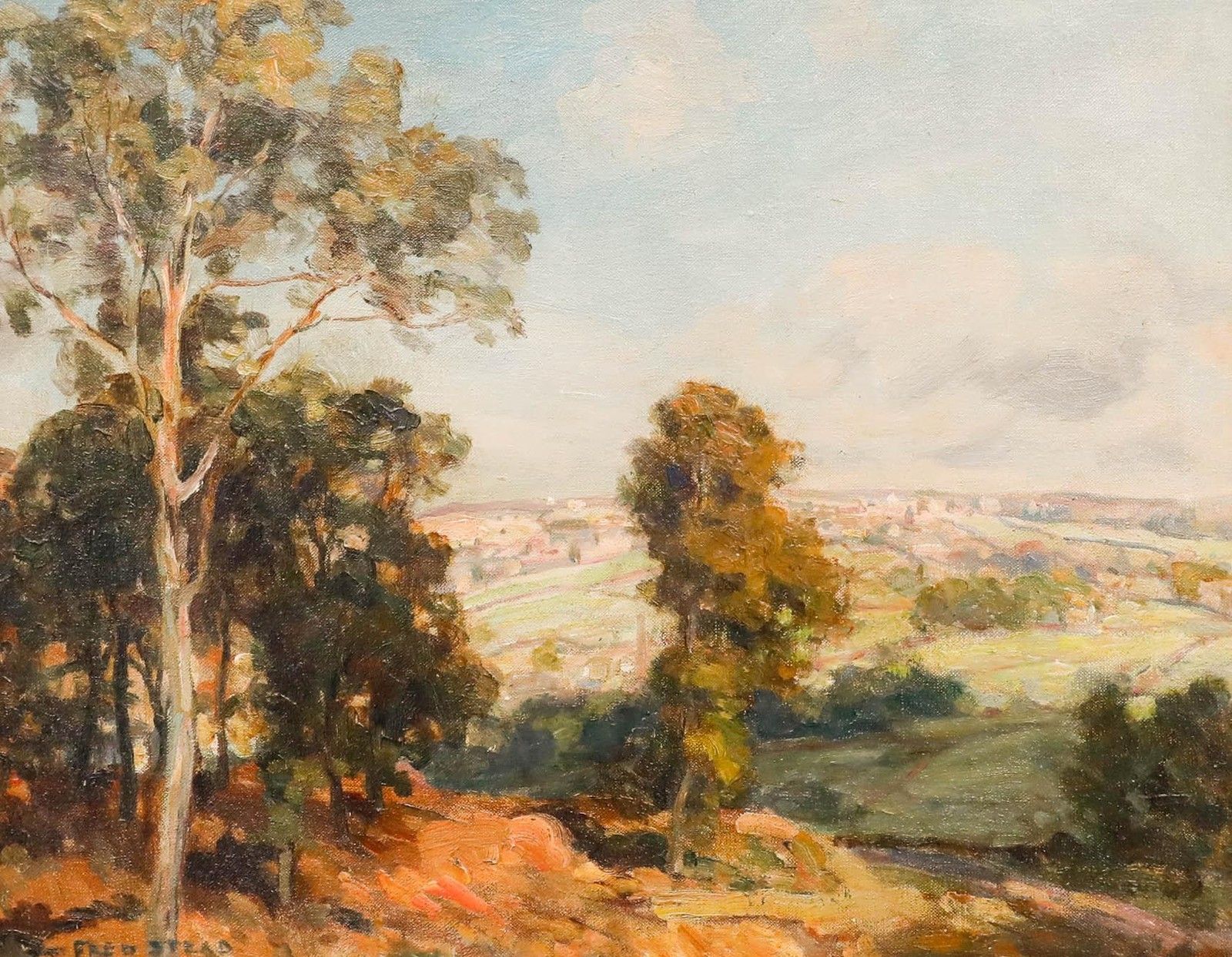 Frederick Stead (1863 1940) Early 20th Century Oil, Across The Autumn Dales photo furniture