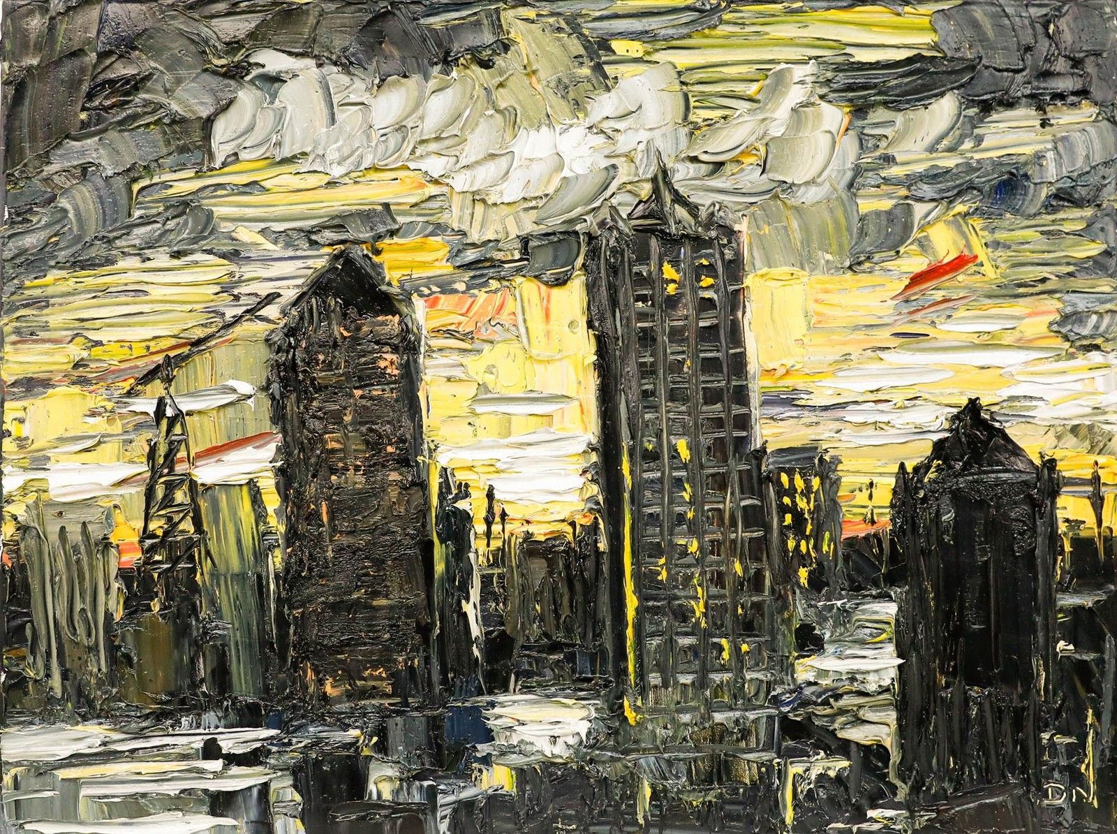 Daniel Nichols Contemporary Oil, Abstract Canary Wharf photo furniture