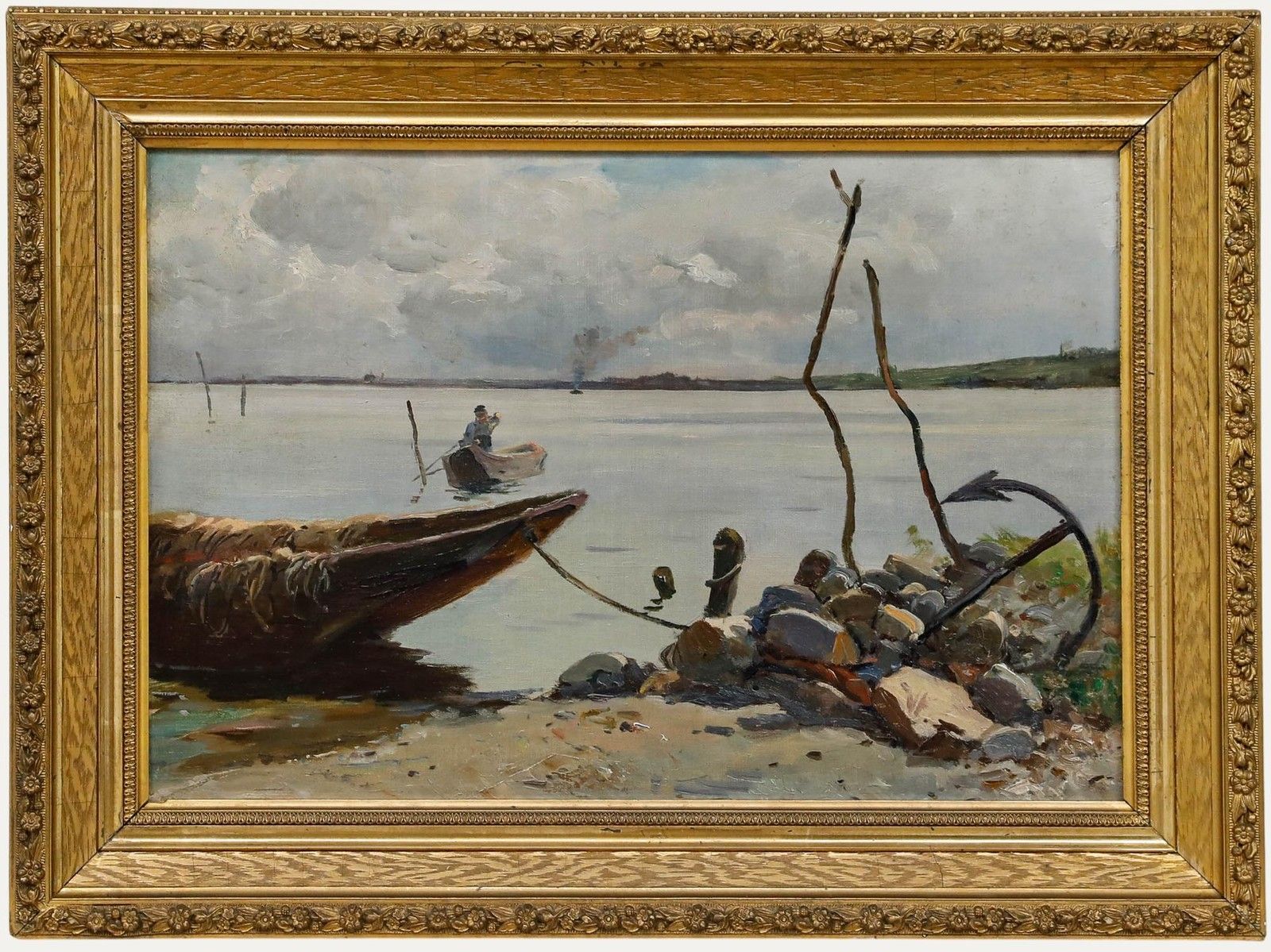 Manner Of Josef Wopfner Early 20th Century Oil, The Anchored Boat
