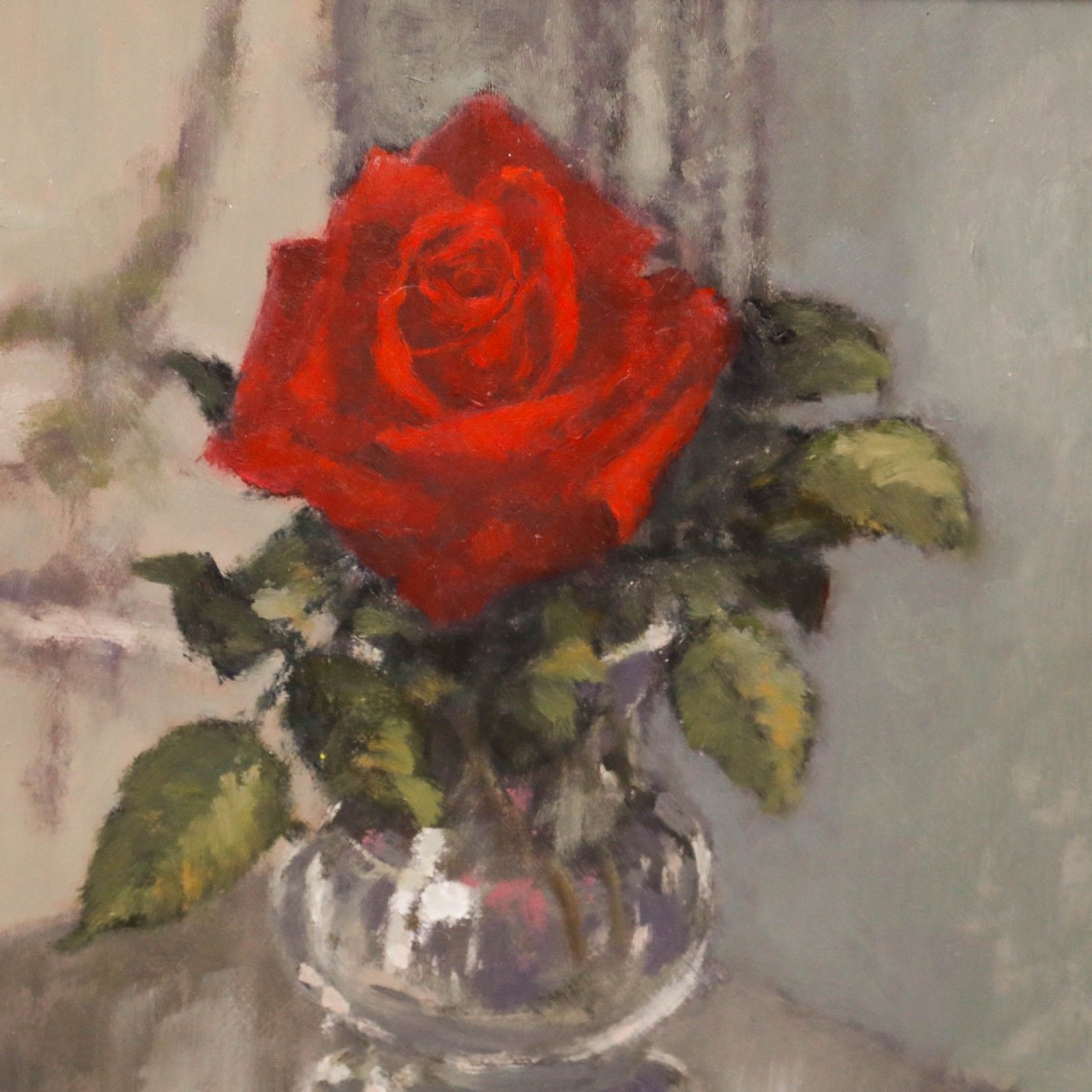 William Burns Frsa (1923 2010) Framed 20th Century Oil, Red Rose photo Art