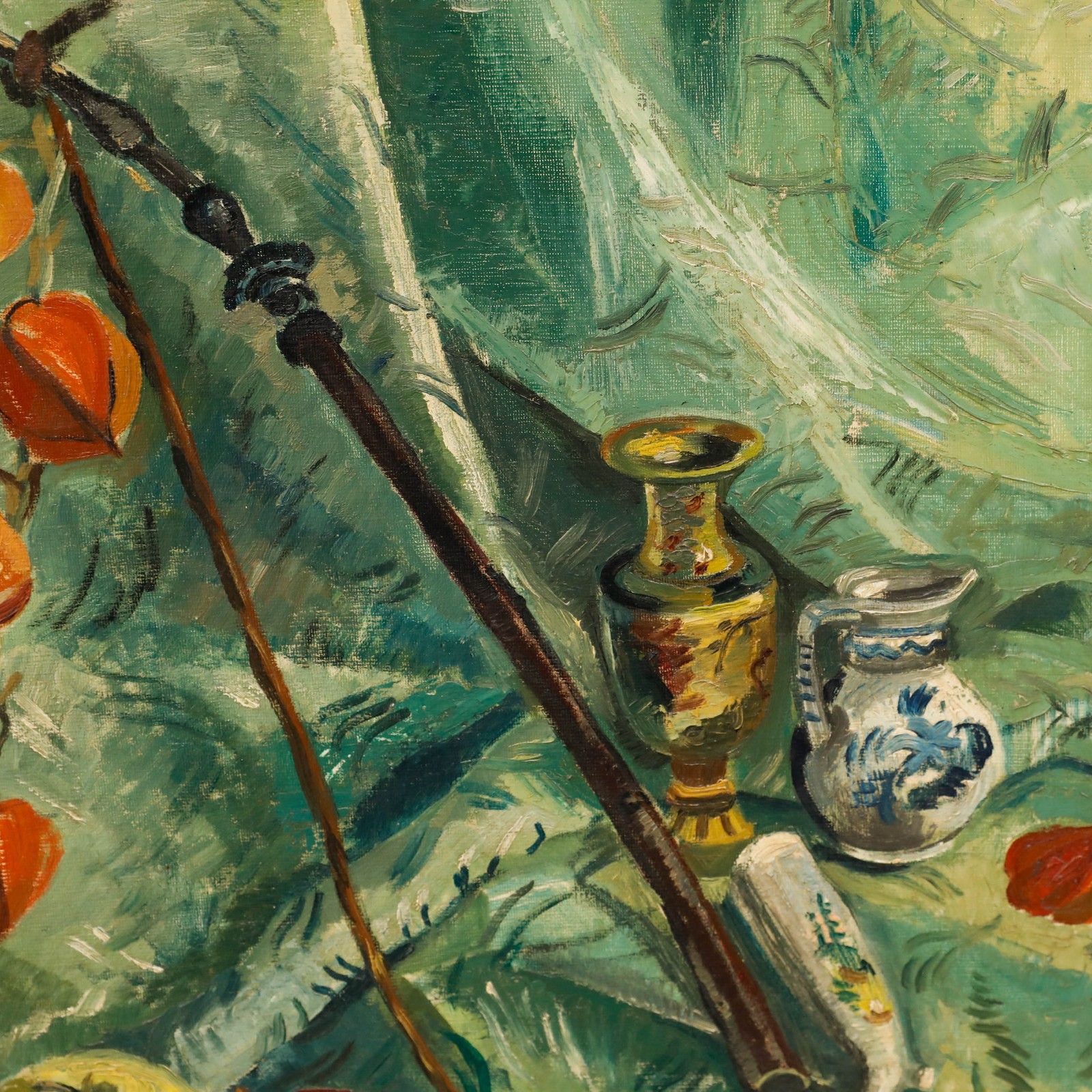 Grace Larner (1926 2022) Oil, Still Life With Apples And Chinese Lanterens 89 photo Art