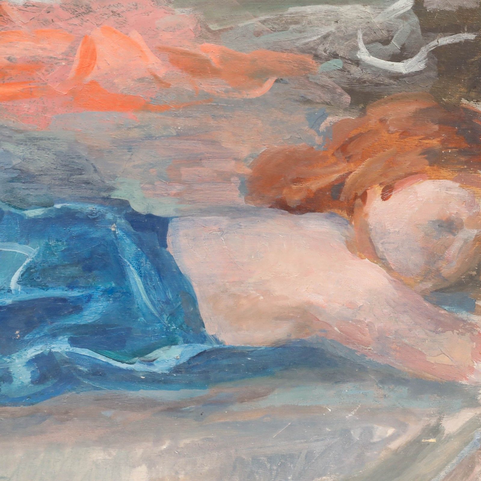 Bernadette Kelly (B.1933) 20th Century Oil, Blue Blanket photo Art