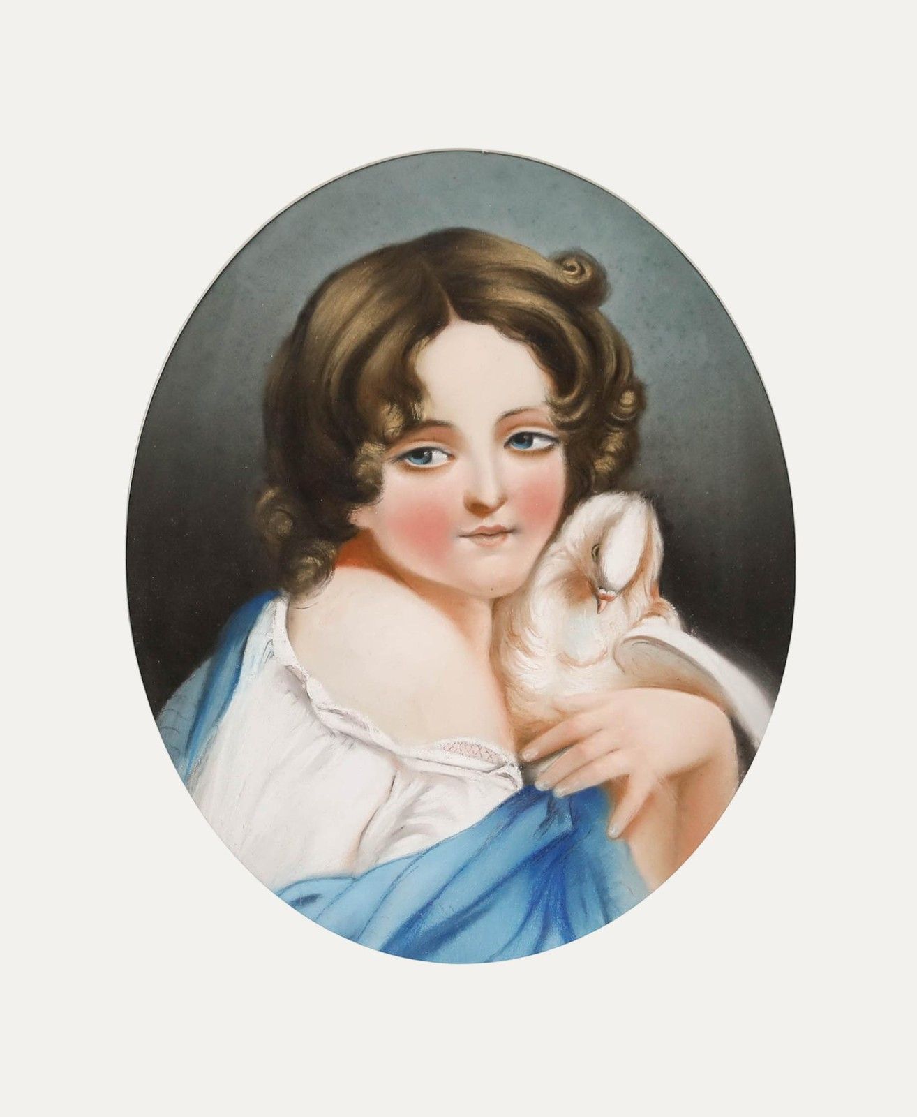 19th Century Pastel Girl And Her Dove