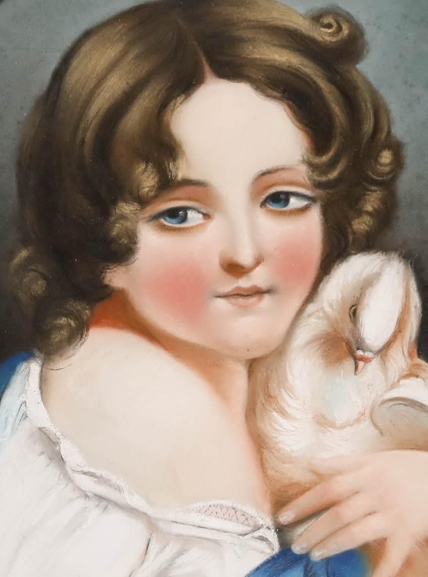 19th Century Pastel Girl And Her Dove photo furniture
