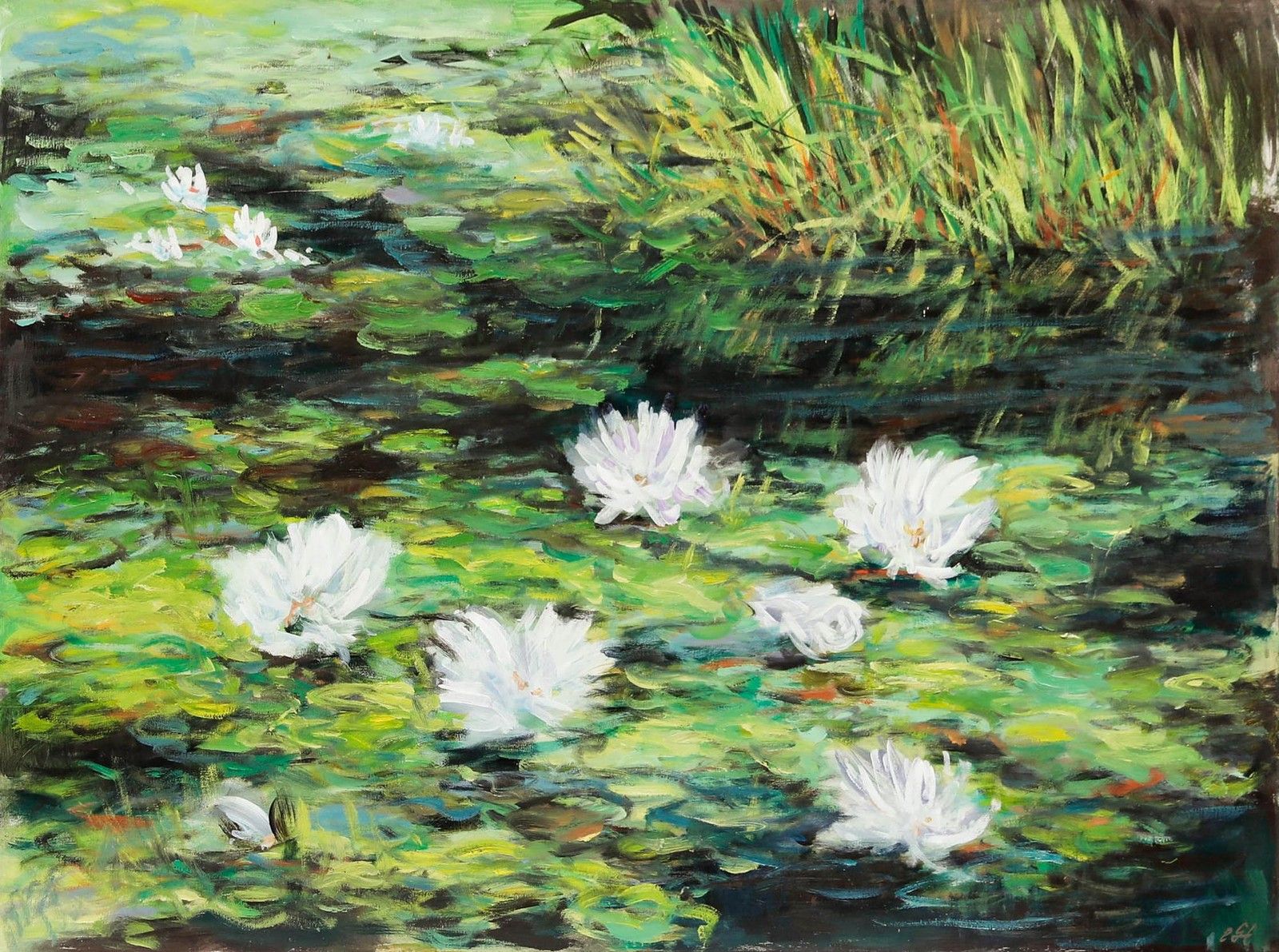 Erwin Steinhauser (1939 2023) 1999 Pastel, Study Of Waterlilies photo furniture