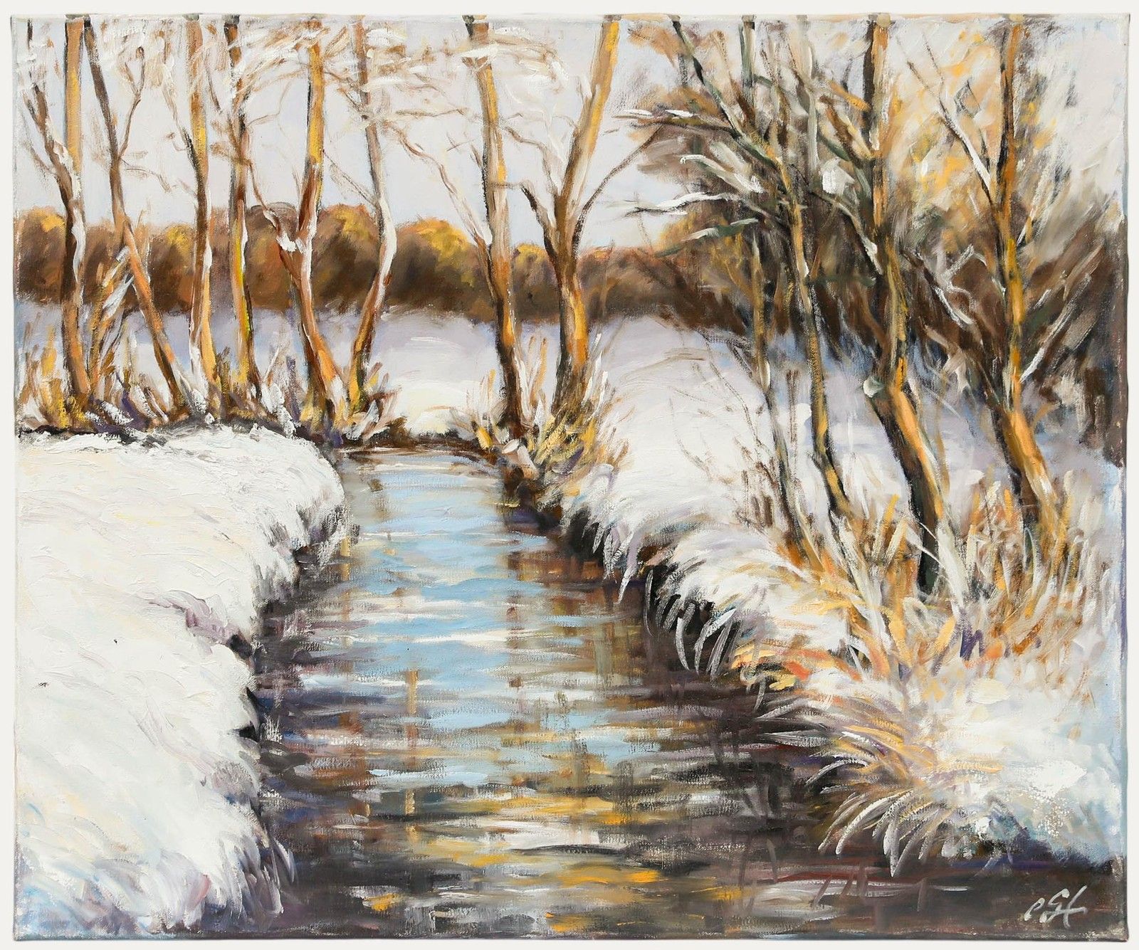 Erwin Steinhauser (1939 2023) 20th Century Acrylic, Stream In The Snow