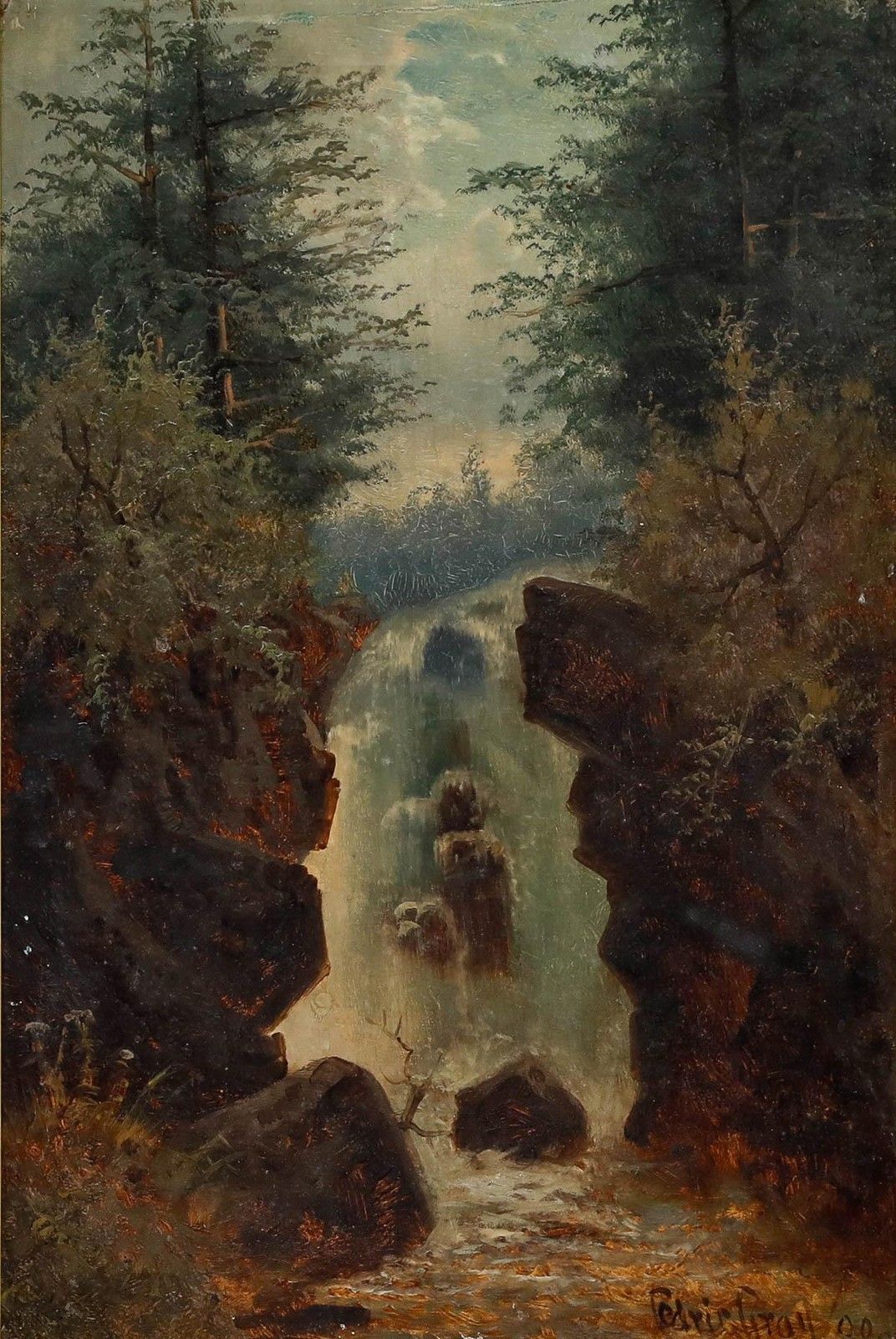 Cedric Gray Framed Early 20th Century Oil, The Forest Falls photo furniture