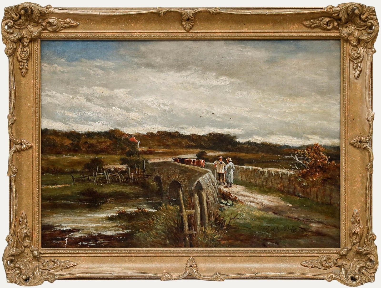 Charles Walter Radclyffe Rbsa (1817 1903) Framed Oil, The Gossiping Drover