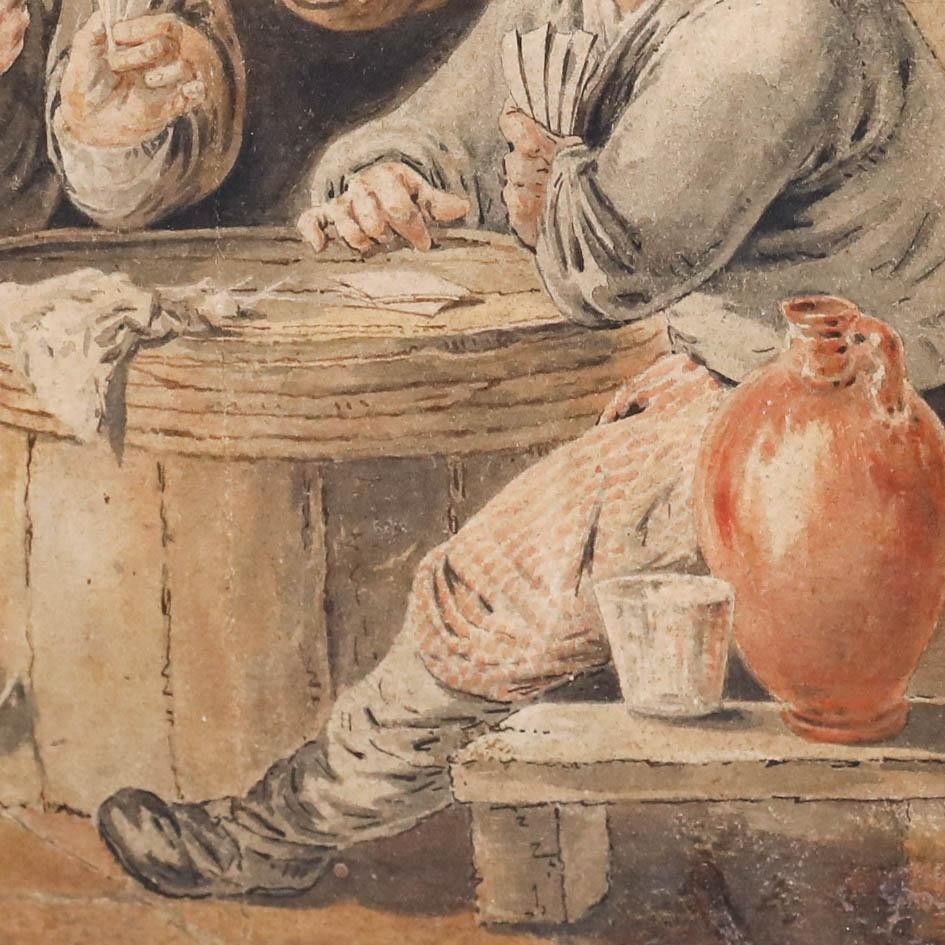 Framed Late 19th Century Watercolour A Game Of Cards photo Art