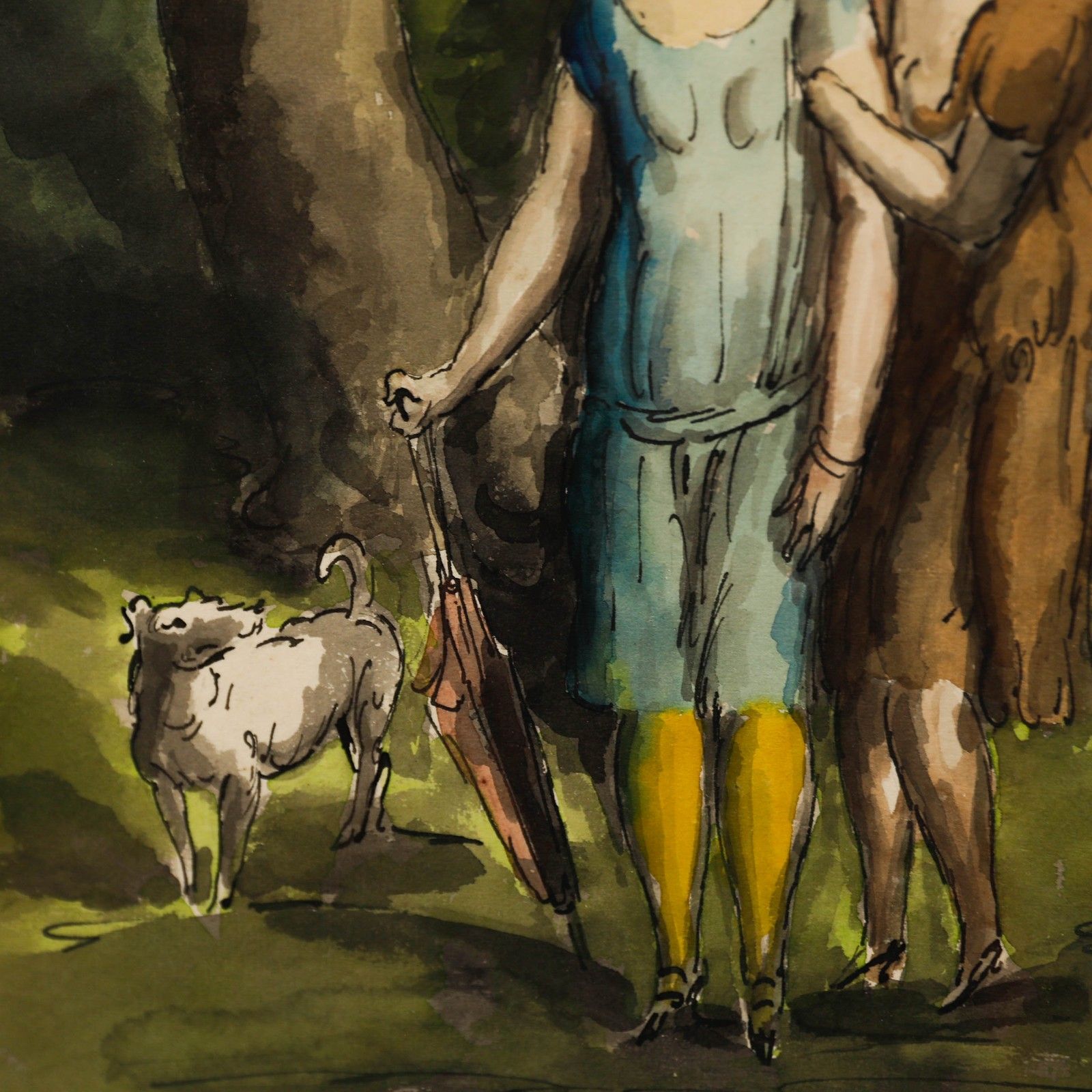 Harold Hope Read (1881 1959) Framed Watercolour, A Walk In The Park photo Art
