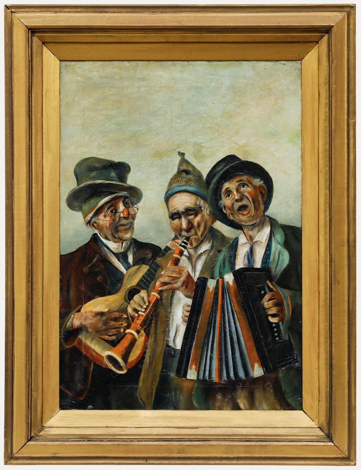 After Vincenzo Busciolano Framed Late 19th Century Oil, Italian Troubadours