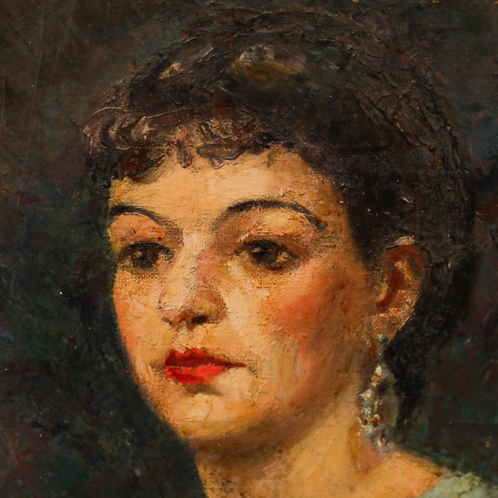 Mid 20th Century Oil Lady In Evening Wear photo Art