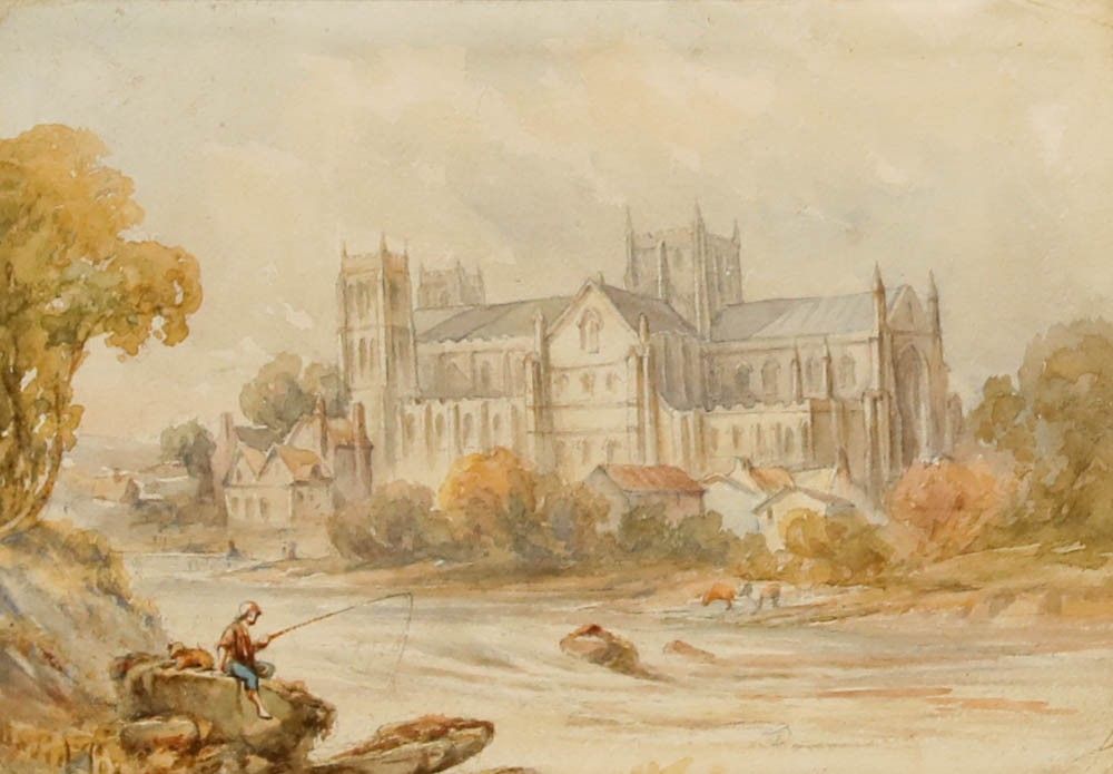 Attrib. David Cox Jnr (1809 1885)  Watercolour, Rippon Cathedral photo furniture