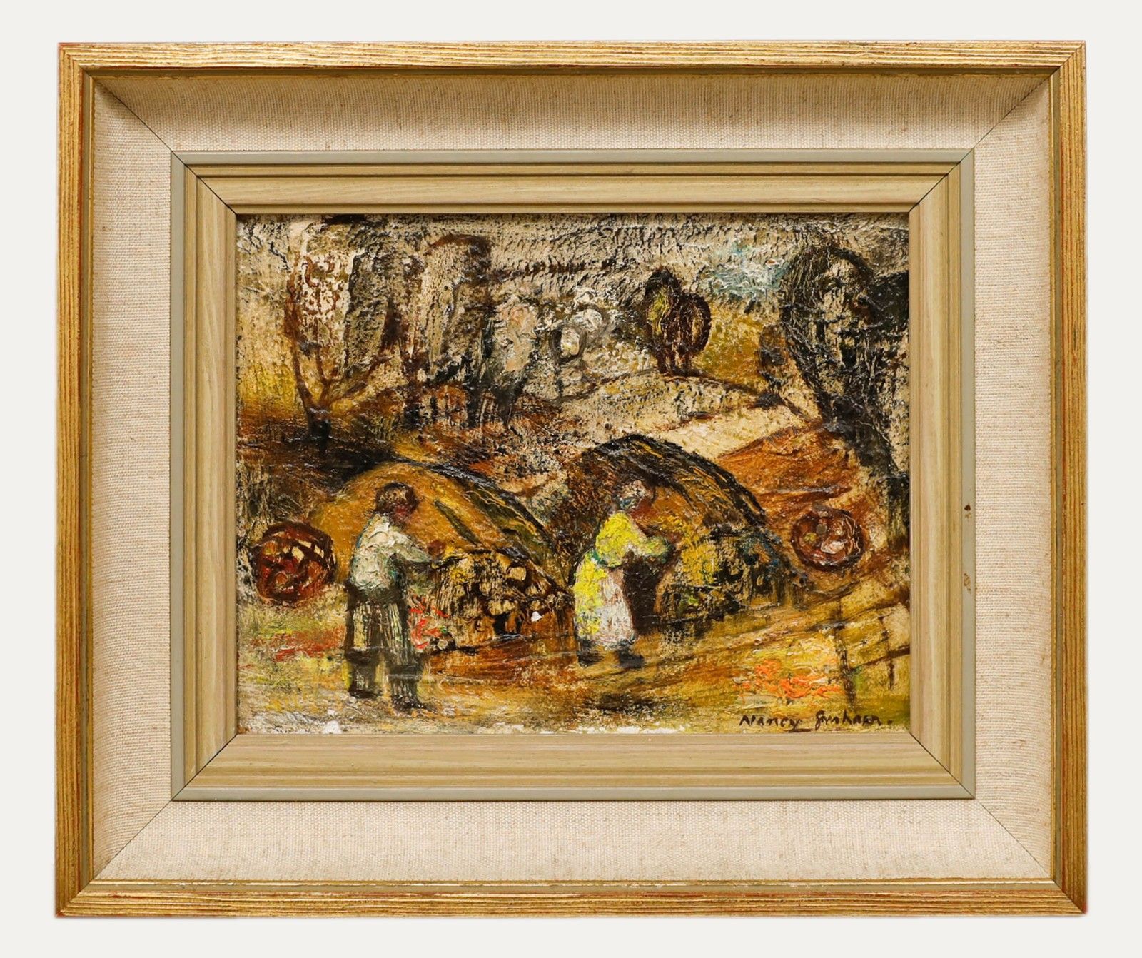 Nancy Graham Framed Mid 20th Century Oil, Cuptree Tattie Clamp