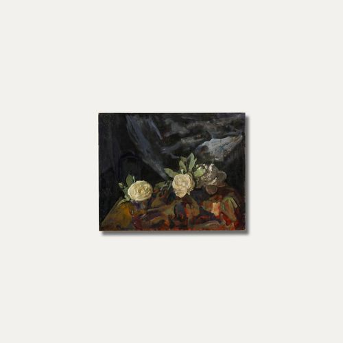 George Weissbort (1928 2013) 20th Century Oil, White Roses photo vinterior