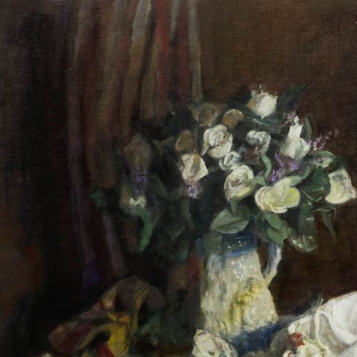 George Weissbort (1928 2013) 20th Century Oil, A Jug Of White Roses photo Art