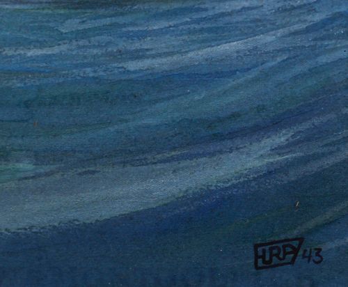 French School  1943 Gouache Torpedo Boat In The Storm photo vinterior