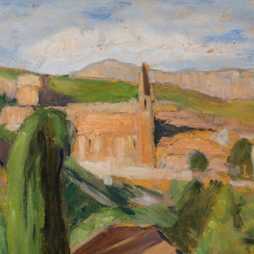 Cecile Hertz Eyrolles (1875 1974) Oil, Village In Afternoon Light photo Art