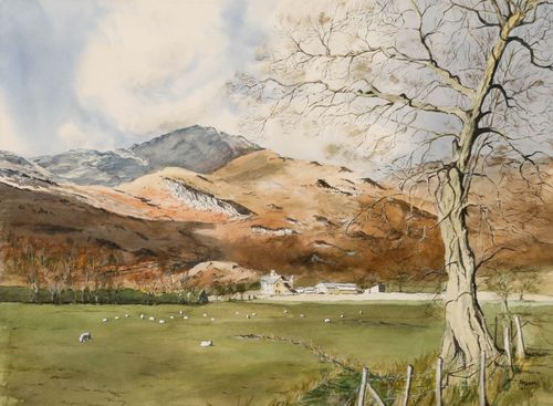 Enid Mildred Gear  1980 Watercolour, Cumbrian Hill Farm photo furniture