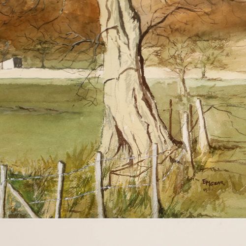 Enid Mildred Gear  1980 Watercolour, Cumbrian Hill Farm photo vintage