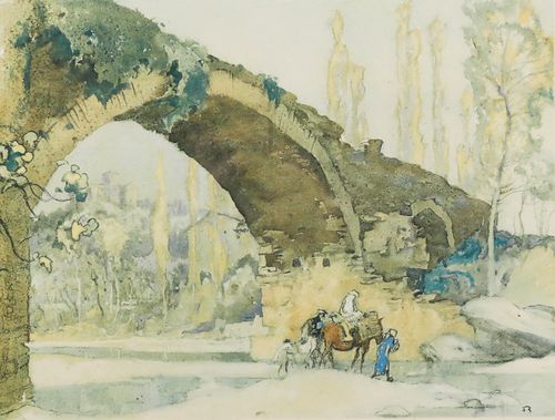 Sir Frank Brangwyn Ra (1867 1956) Framed Lithograph, Molino Bridge, Assisi photo furniture