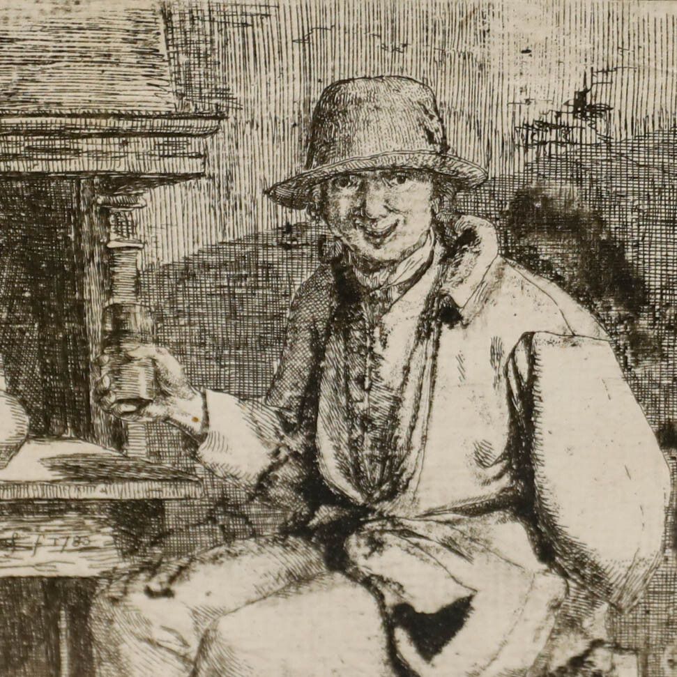 Johannes Huibert Prins (1756 1806) 1783 Etching, The Drinker photo Art