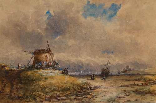 George James Knox (1810 1897)  1857 Watercolour, By The Windmill photo furniture