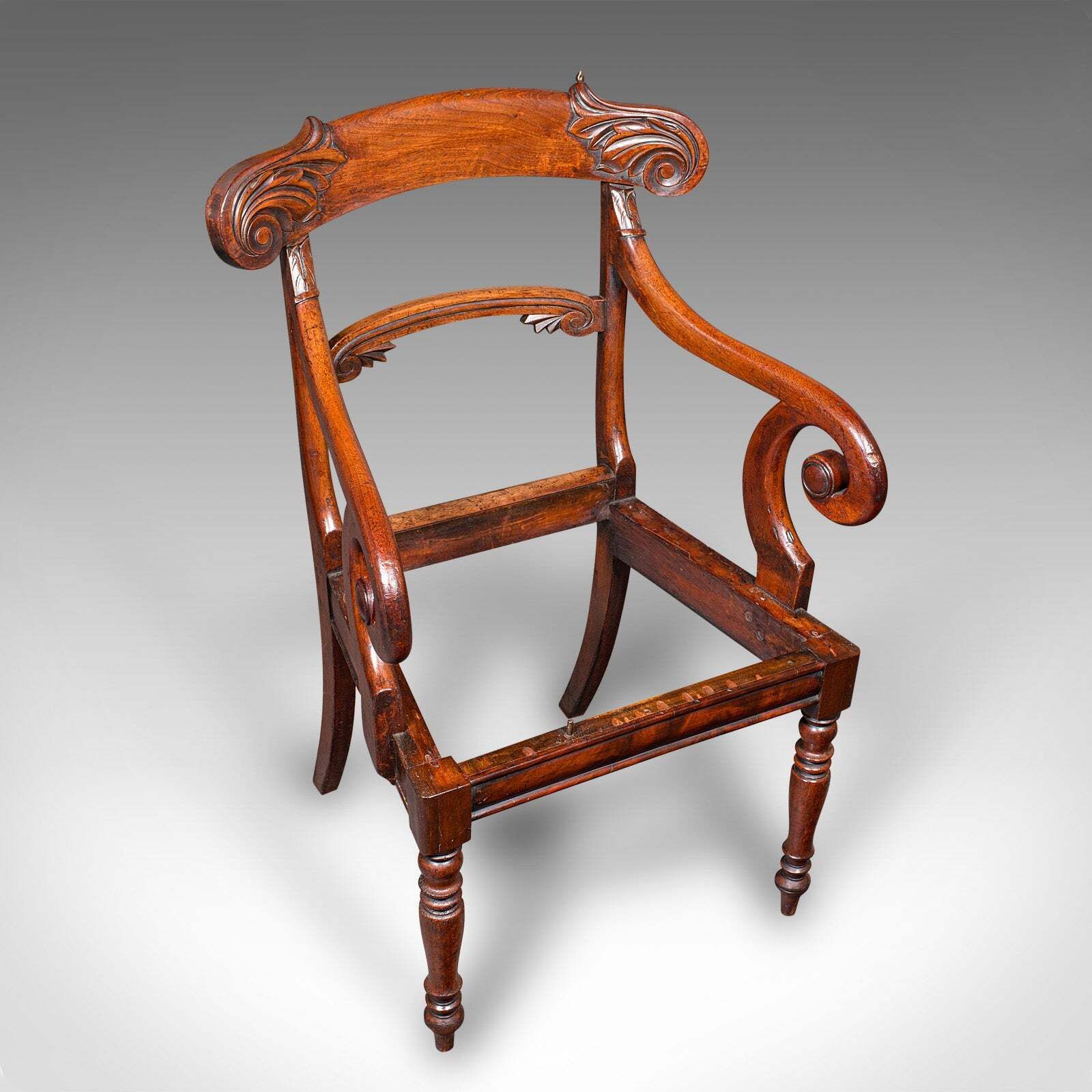 4027.0 Pair Of Antique Morning Room Chairs, English, Elbow Seat, Regency, Circa 1820 photo