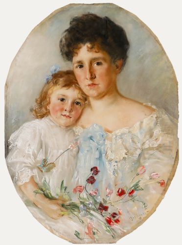 J. M. Heaton Late 19th Century Watercolour, Mother And Daughter