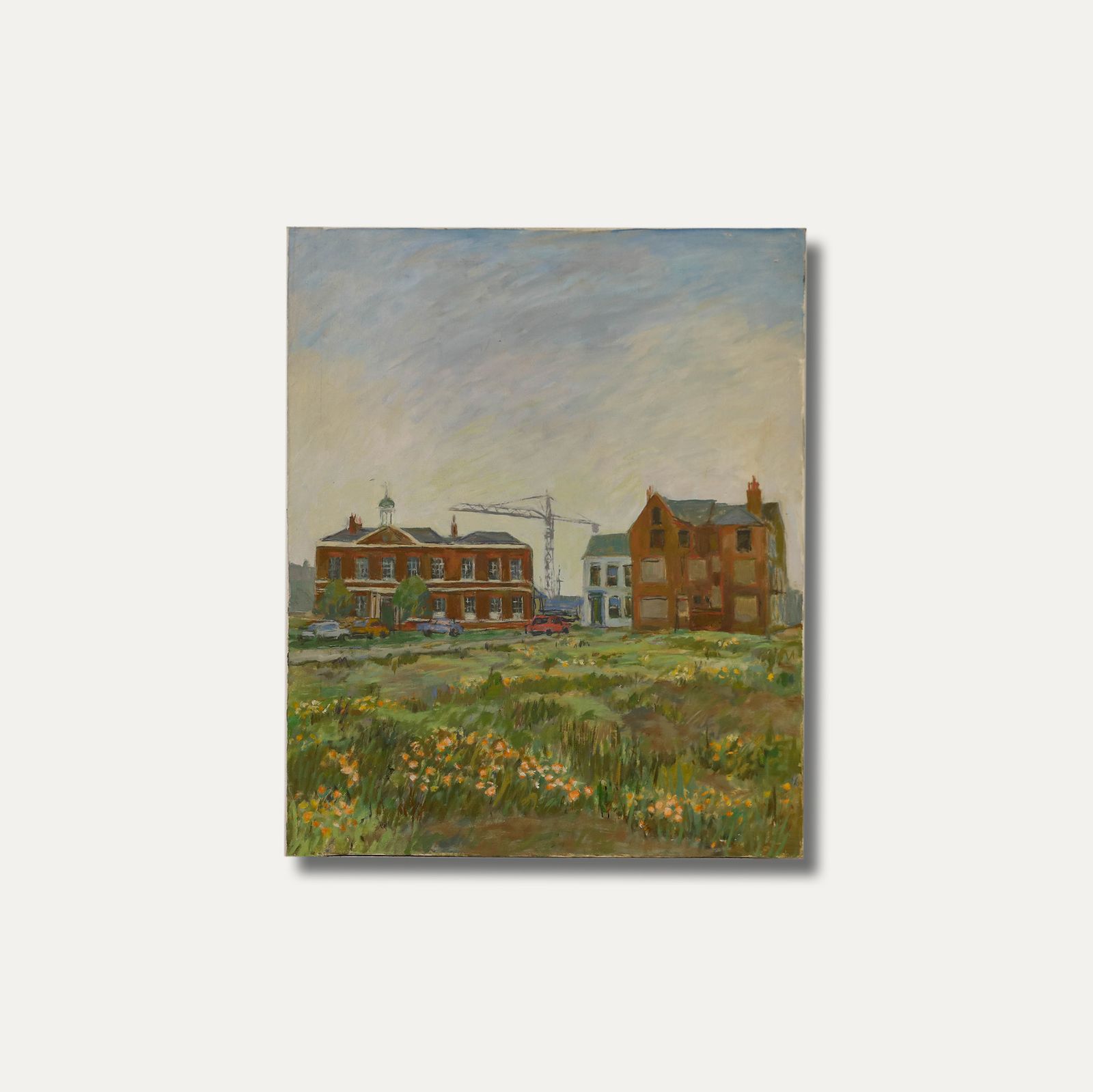 Simon Goldberg (1916 2002) 20th Century Oil, Houses And A Crane photo vinterior