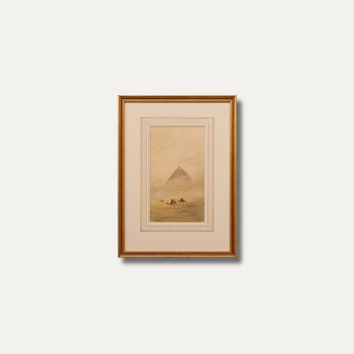 Framed Late 19th Century Watercolour Camel Riders Near Giza photo buy