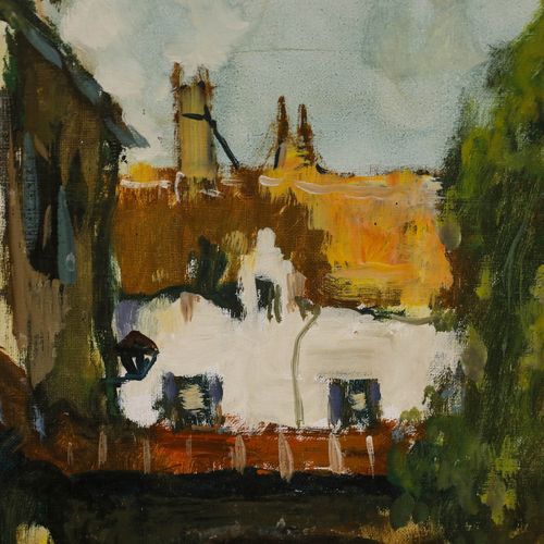 Henri Joseph Pauwels (1903 1983) 20th Century Oil, The Courtyard photo Art